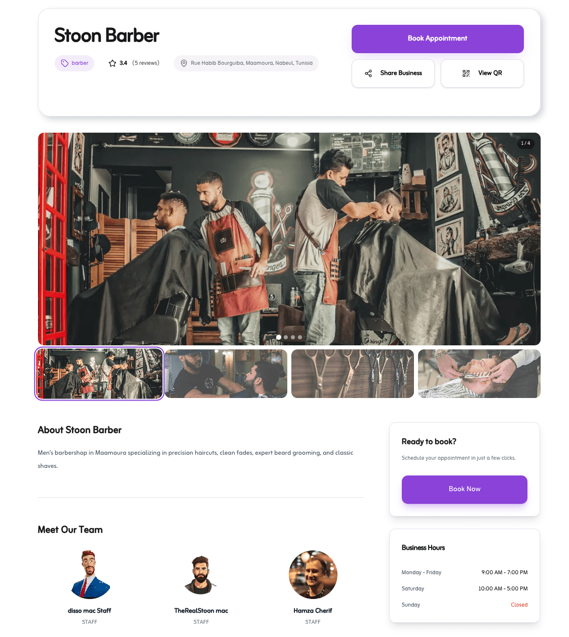 Page de profil professionnel Kayedni