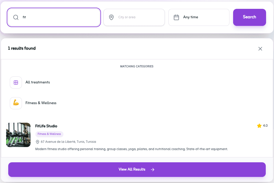 Expérience de recherche de service Kayedni